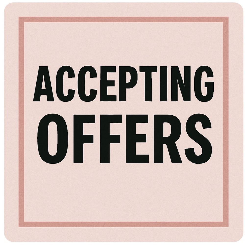 Accepting Reasonable Offers Sign - Black Text on Pink Background